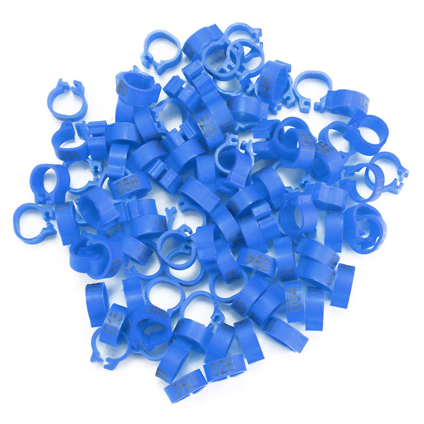 100 τεμάχια/τσάντα 8MM 001-100 αριθμημένα πλαστικά γράμματα για περιστέρια, δαχτυλίδια για τα πόδια των πουλιών (μπλε)