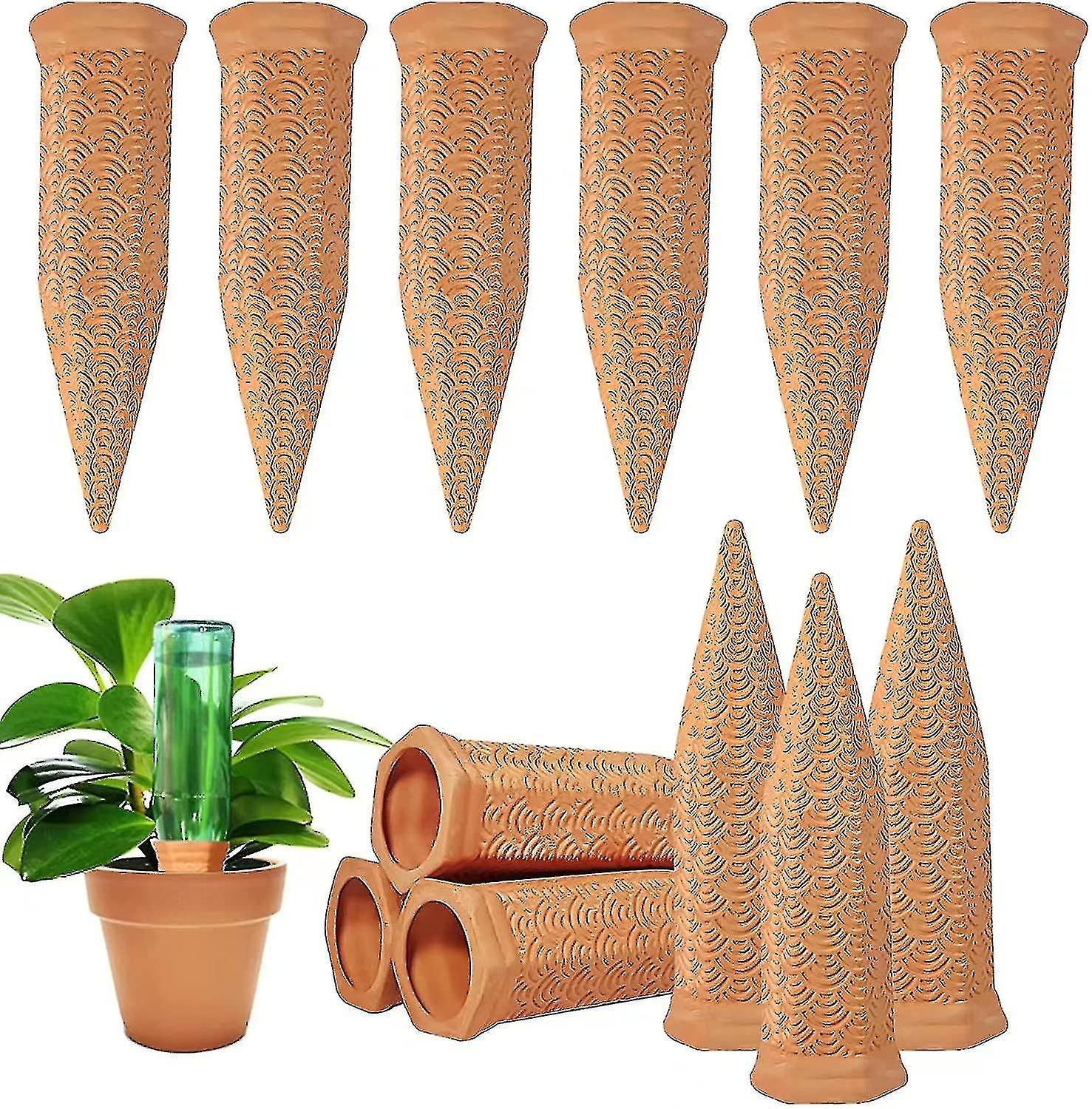مجموعة من 12 مسمارًا لري النباتات، مسامير ري نباتات من الطين الحراري، زجاجة نبيذ، سقاية نباتات أوتوماتيكية لسقي النباتات الداخلية والخارجية أثناء الإجازة