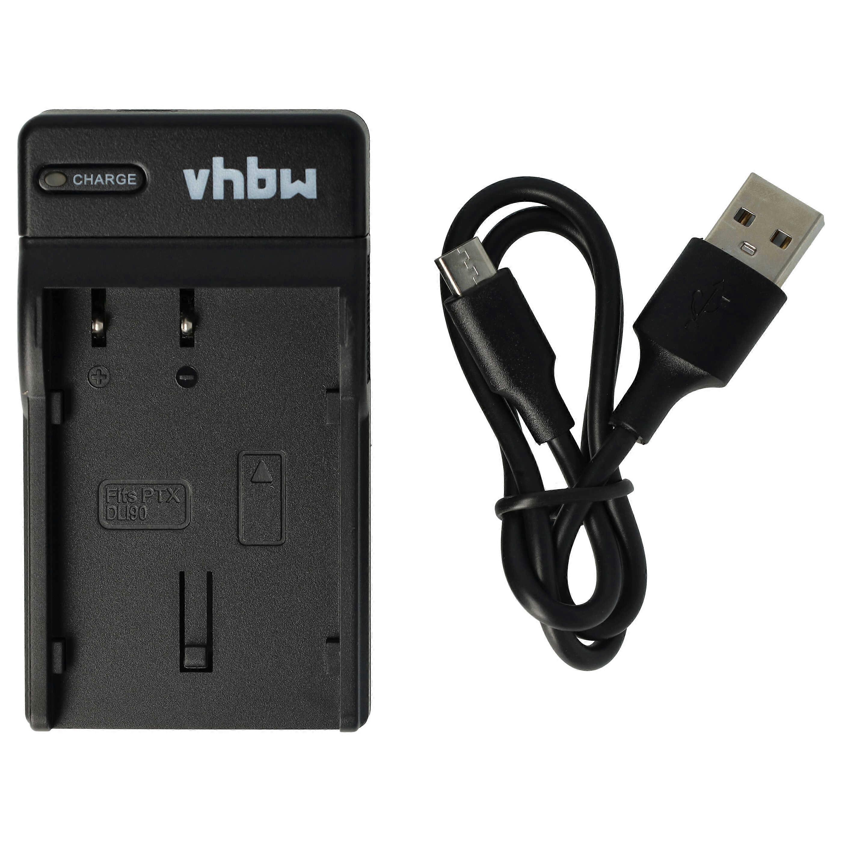 vhbw USB-oplader compatibel met Pentax K-5, K-5 IIs, K-5 II, K-3 Mark III Monochrome, K645D Camera Camcorder/Batterij - Oplaadstation, Oplaadindicator, 8,4 V