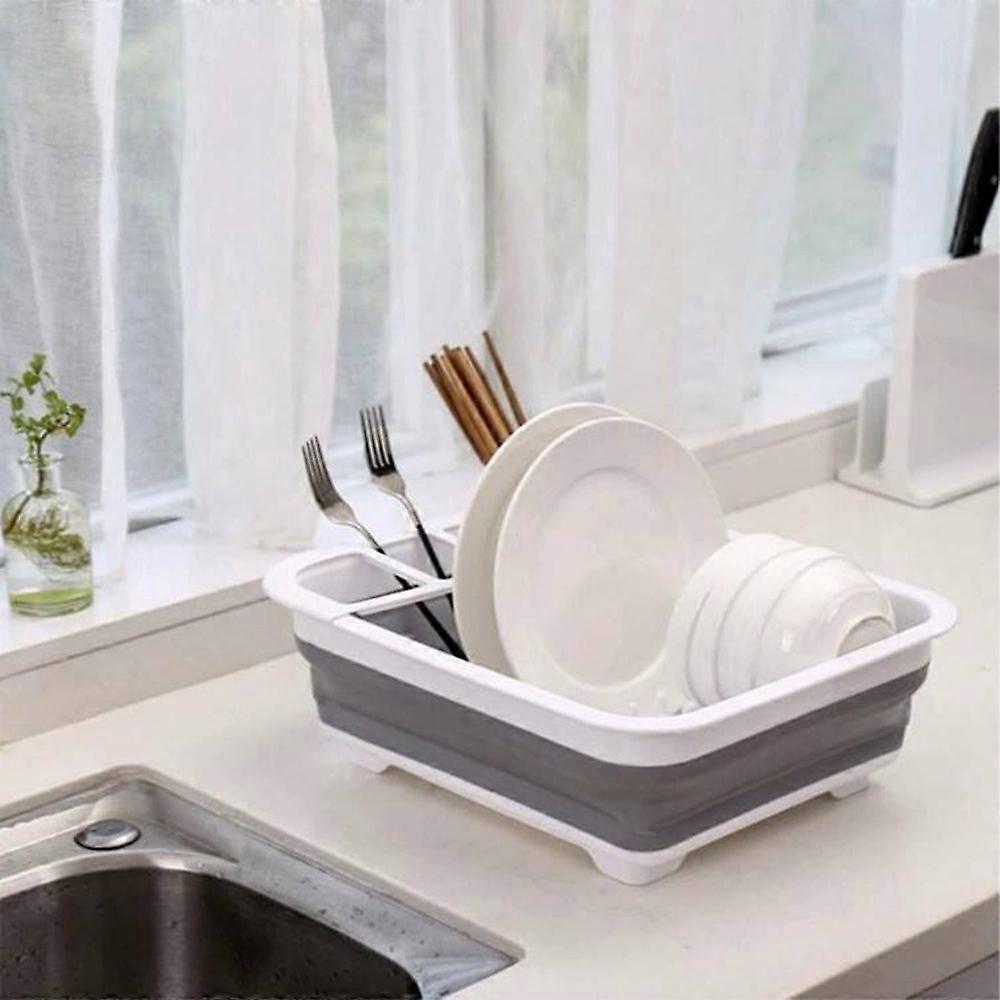 Collapsible Dish Drainer Foldable Drying Rack Portable Dinnerware Organizer