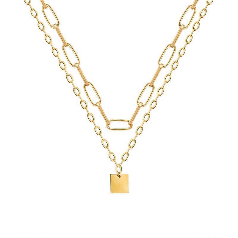 Women's Paperclip Double Chain Necklace