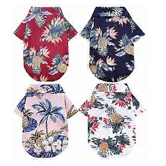 4pcs Hawaiian Hundehemd Sommer Sweatshirts Haustier Hemd Cool Atmungsaktive Hundekleidung