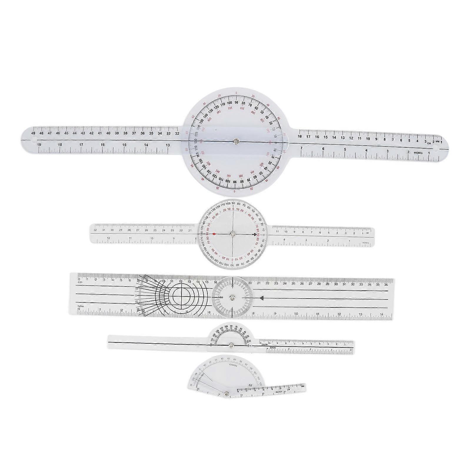 5 Pcs Orthopedic Angle Ruler Transparent Plastic Spinal Goniometer Angle Protractor For Body Measuring