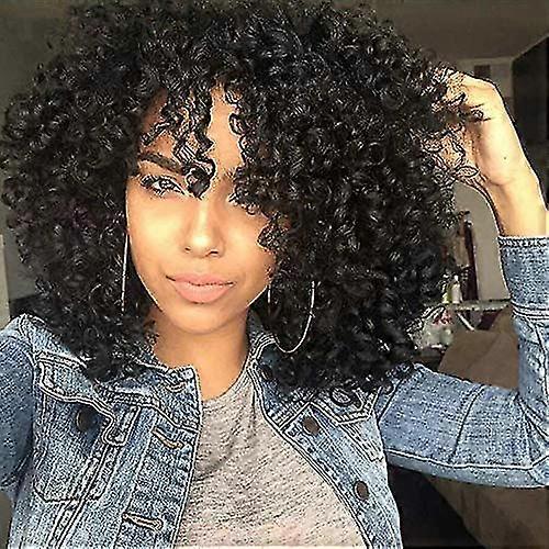 Patlama ile Kıvırcık Peruk Omuz Uzun Peruk Kıvırcık Siyah Peruk Afrika Kıvırcık Peruk Sentetik Peruk Kadınlar için Kıvırcık Tam Peruk (Siyah)