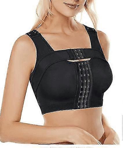 חזייה בכפתורים קדמיים של תחתוני נשים, תחתונים קבועים ולחצים המקבלים חזה לאחר ניתוח חזה, חגורת תמיכה בחזייה מתכווננת (l גודל, שחור)