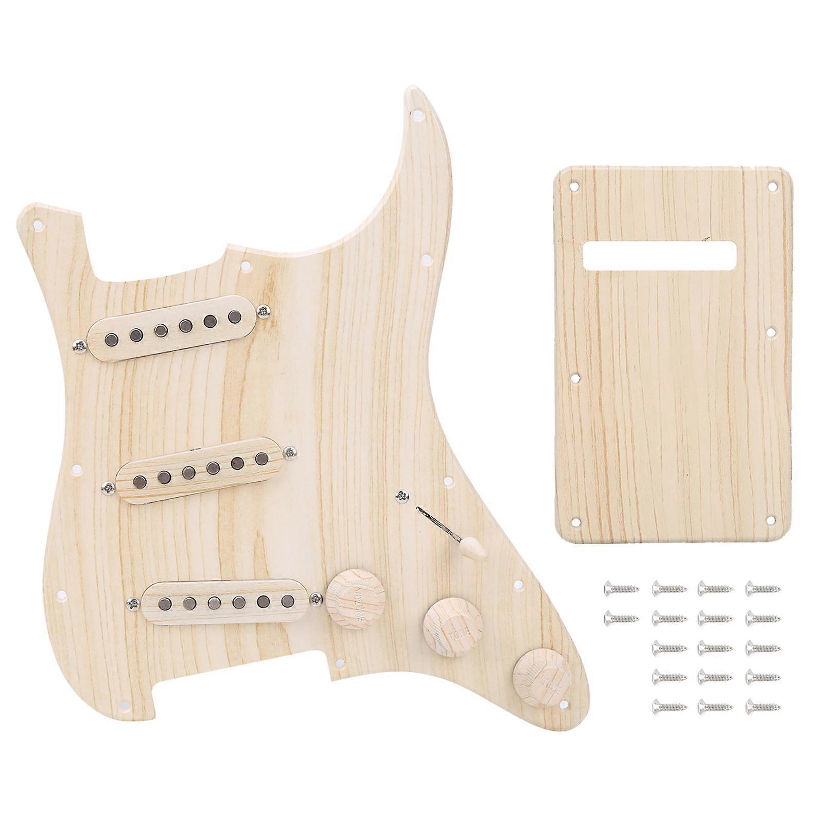 アルニコVピックアップSSS木目調5速スイッチ用エレキギターガードプレート リアカバー(GP124 メープルウッドカラー)