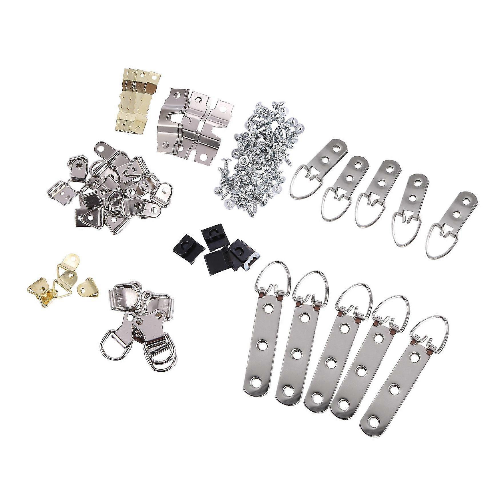 140 Pcs Photo Frame Hanging Hooks Kit, 9 Models Picture Hanger Hooks With Screws For Office Family