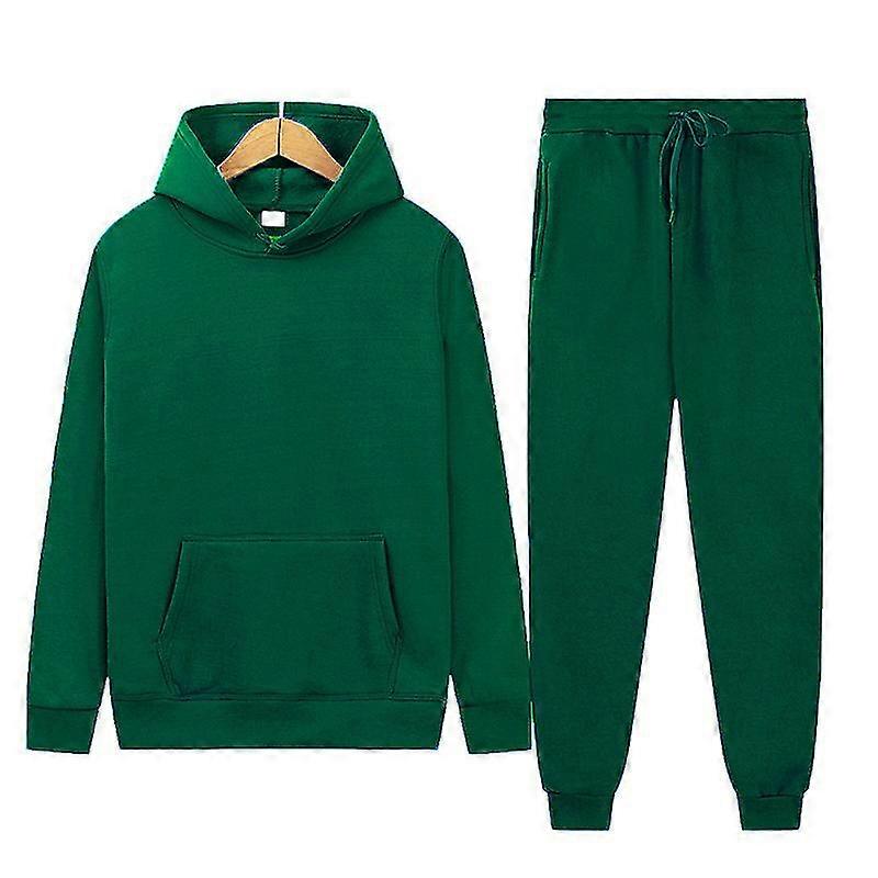 Erkek Düz Renk Kapüşonlu Sweatsuit Polar Spor Eşofman Takımı Kapüşonlu Jogger Setleri