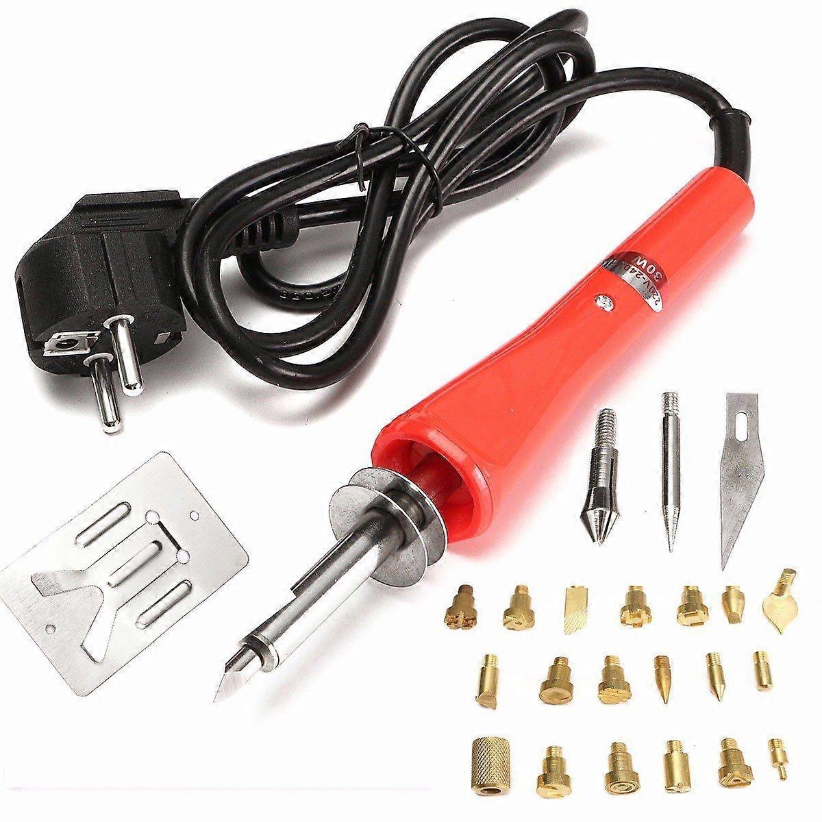 30W Wood Burning 24 Pieces Soldering Tools Kit Pyrography Set Brass With Tips