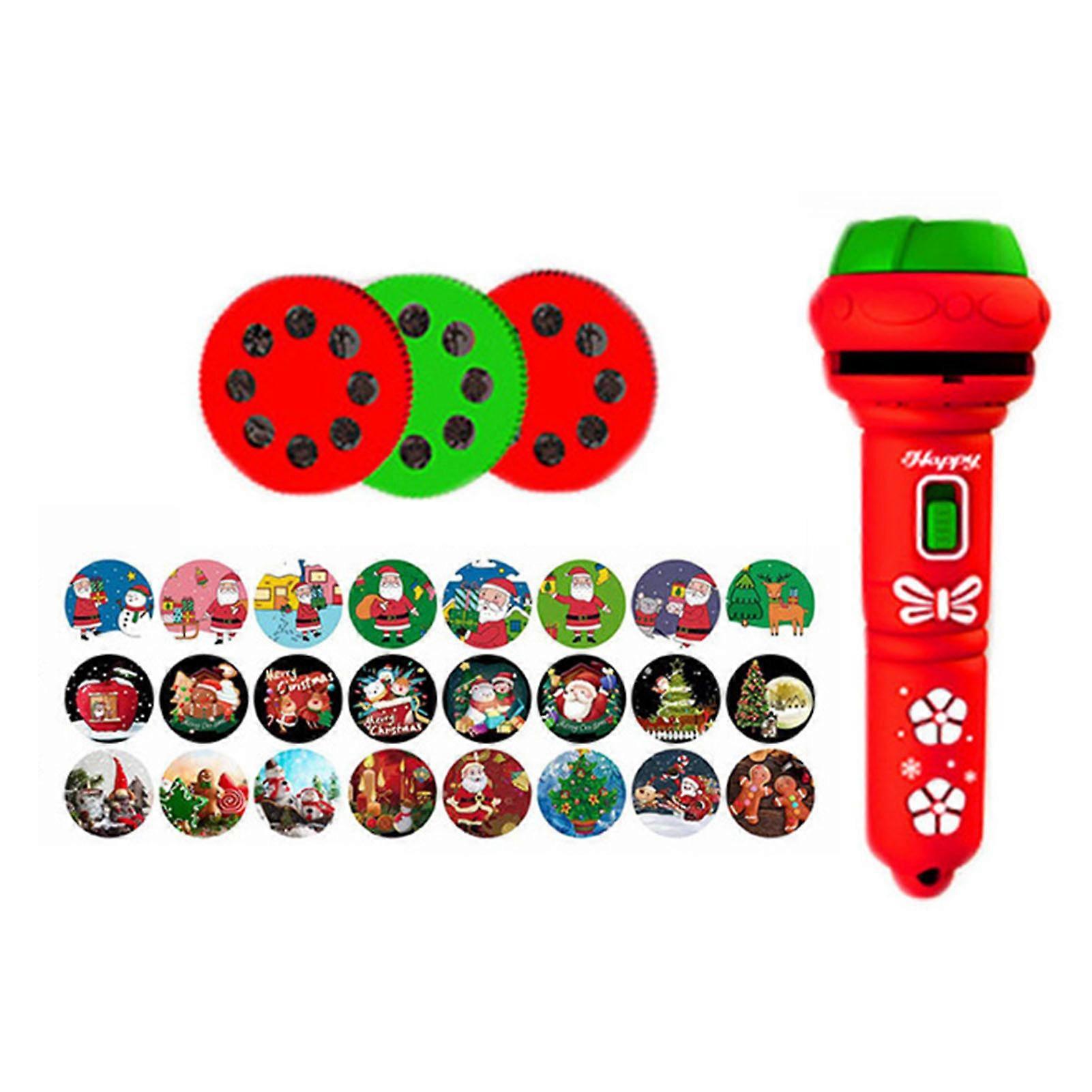 Christmas Children Projector Toy with 24 Slide Shows Simulation Projection Flashlight Luminous Toy Colors Patterns Cognition Educational Toy Birthday