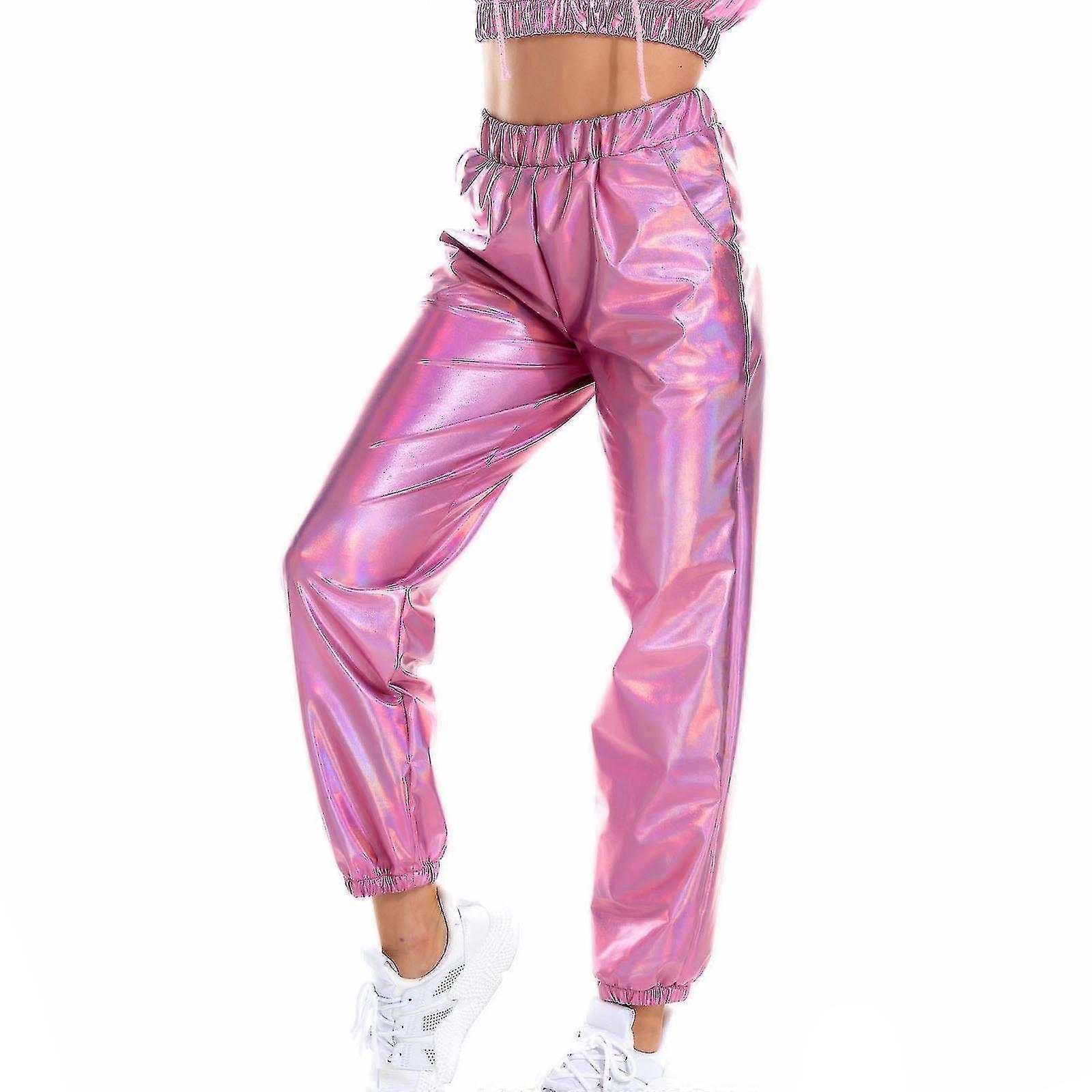 Women's Fashion Holographic Streetwear Club Cool Shiny Causal Pants