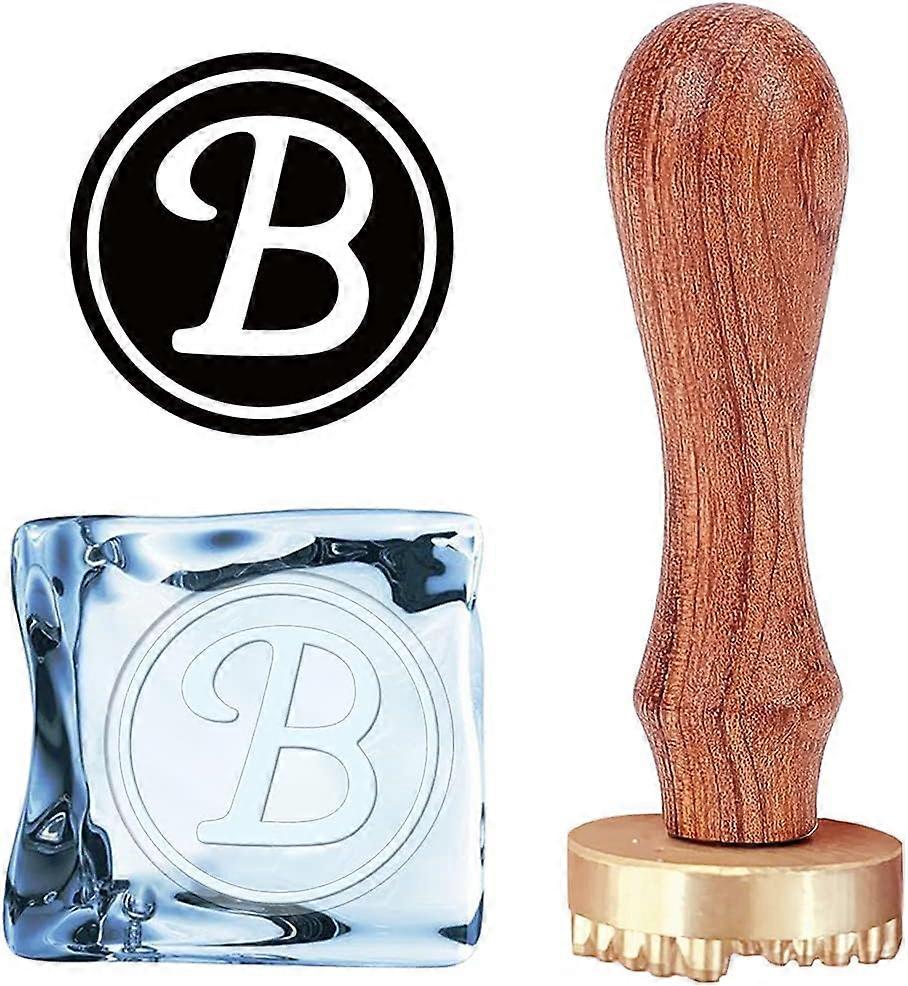 Letter Ice Stamp B Ice Cube Stamp Ice Branding Stamp with Removable Brass Head & Wood Handle Vintage Ice Stamp for DIY Crafting Cocktail Whiskey Mojit