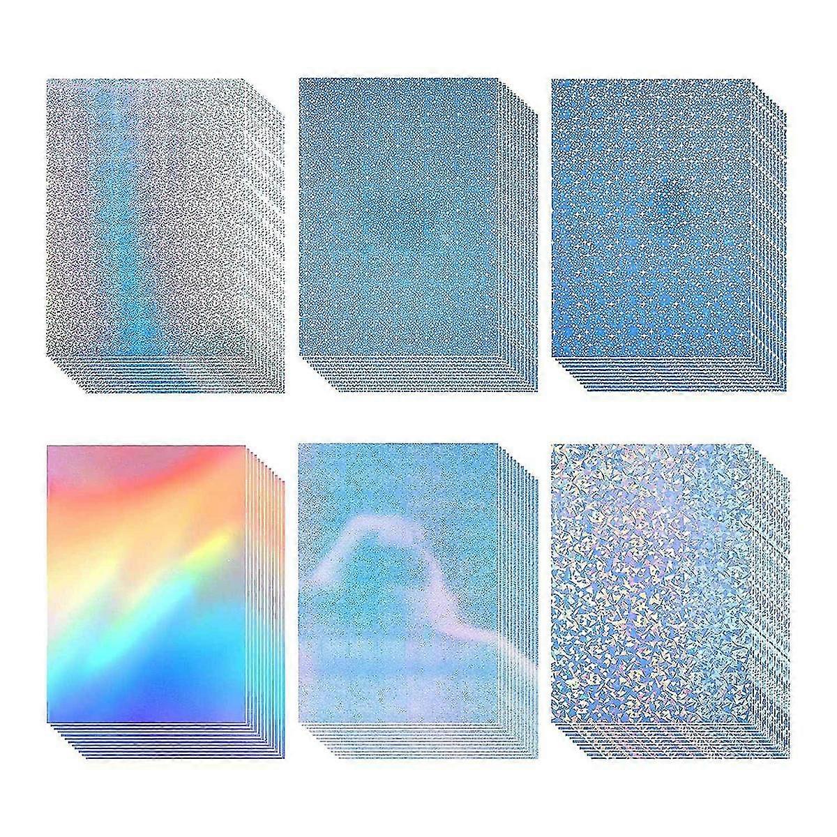 72 Sheets Holographic Sticker Paper With Gem Star Patterns A4 Size Printable Vinyl Sticker Paper, 8