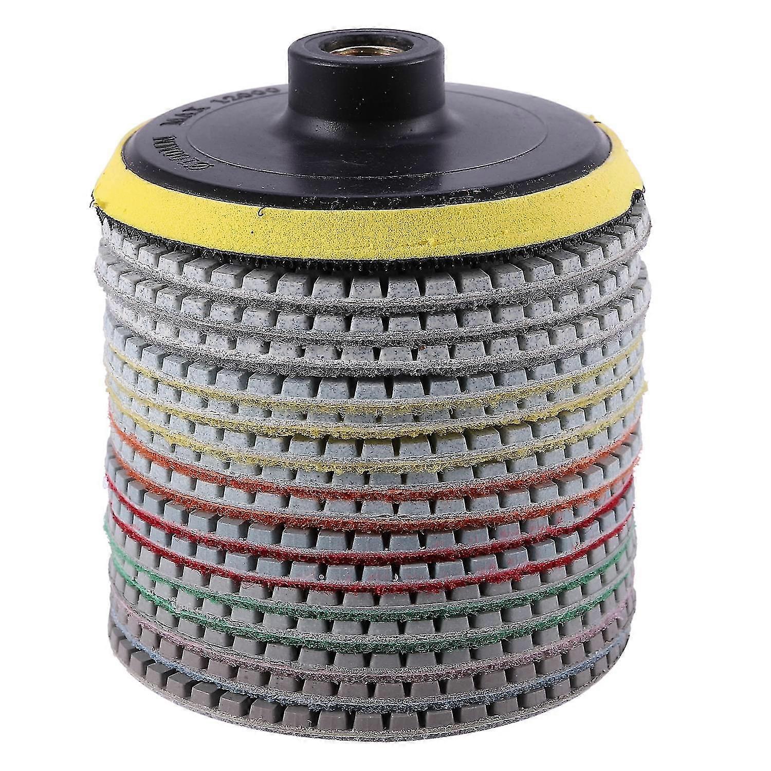 16Pcs Diamond Polishing Pads Kit 4 Inch 100Mm Wet/Dry compatible with Stone Concrete Marble Polishing Use Grind