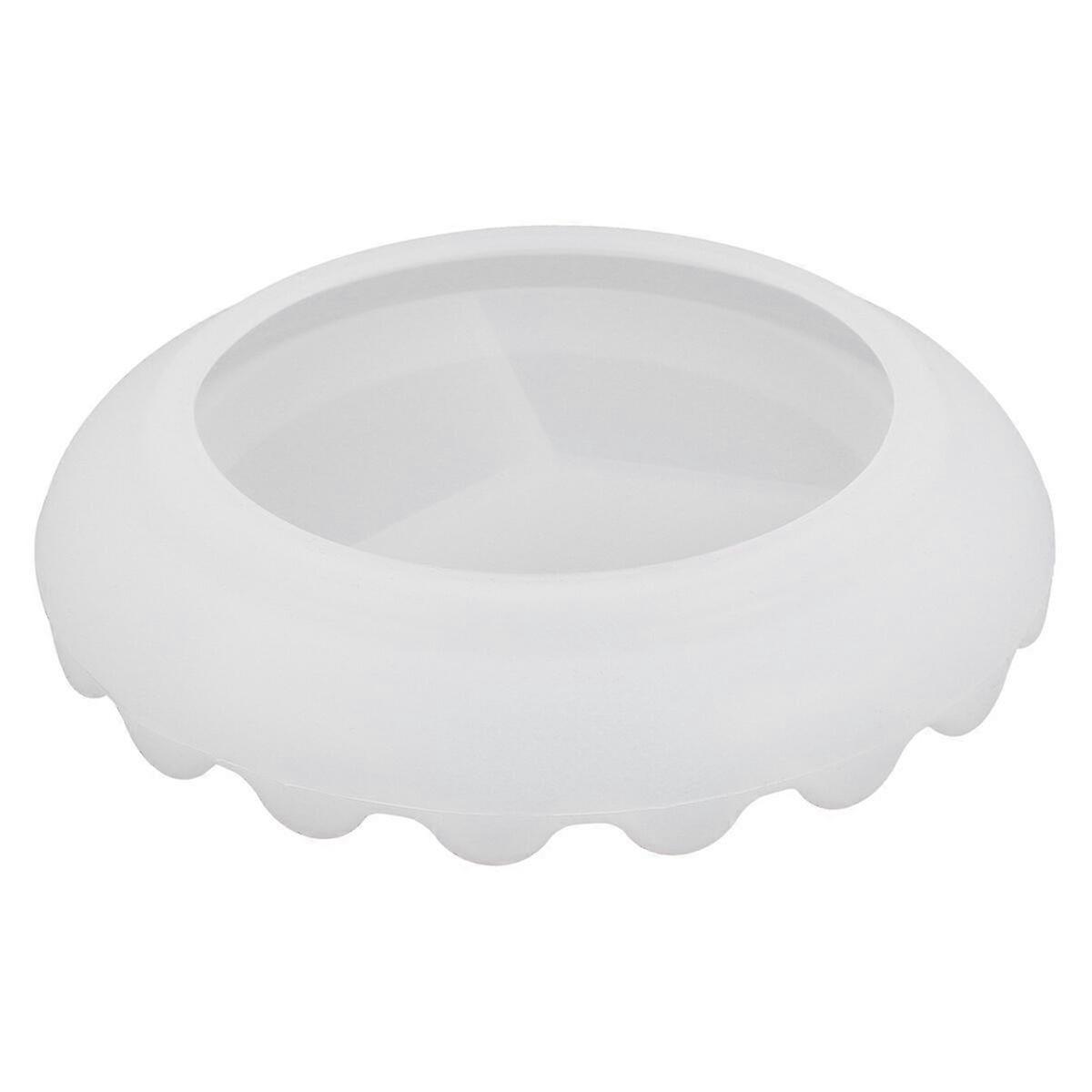 1pc Diy Silicone Molds Crystal Epoxy Mold Creative Mirror Wavy Plate Mould Handmade Round Flat Plate Silicone Mold (white)