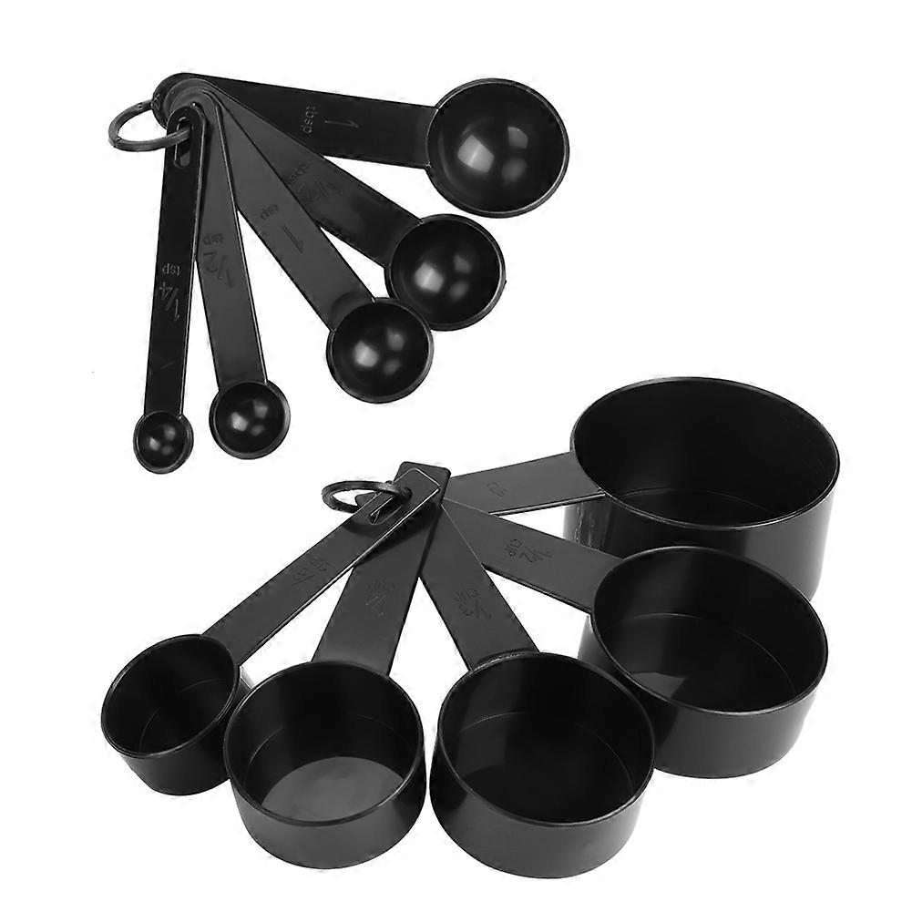 2Set DIY Baking Tools Plastic Measuring Spoon Cup Kit with Scales Black Kitchen Accessory