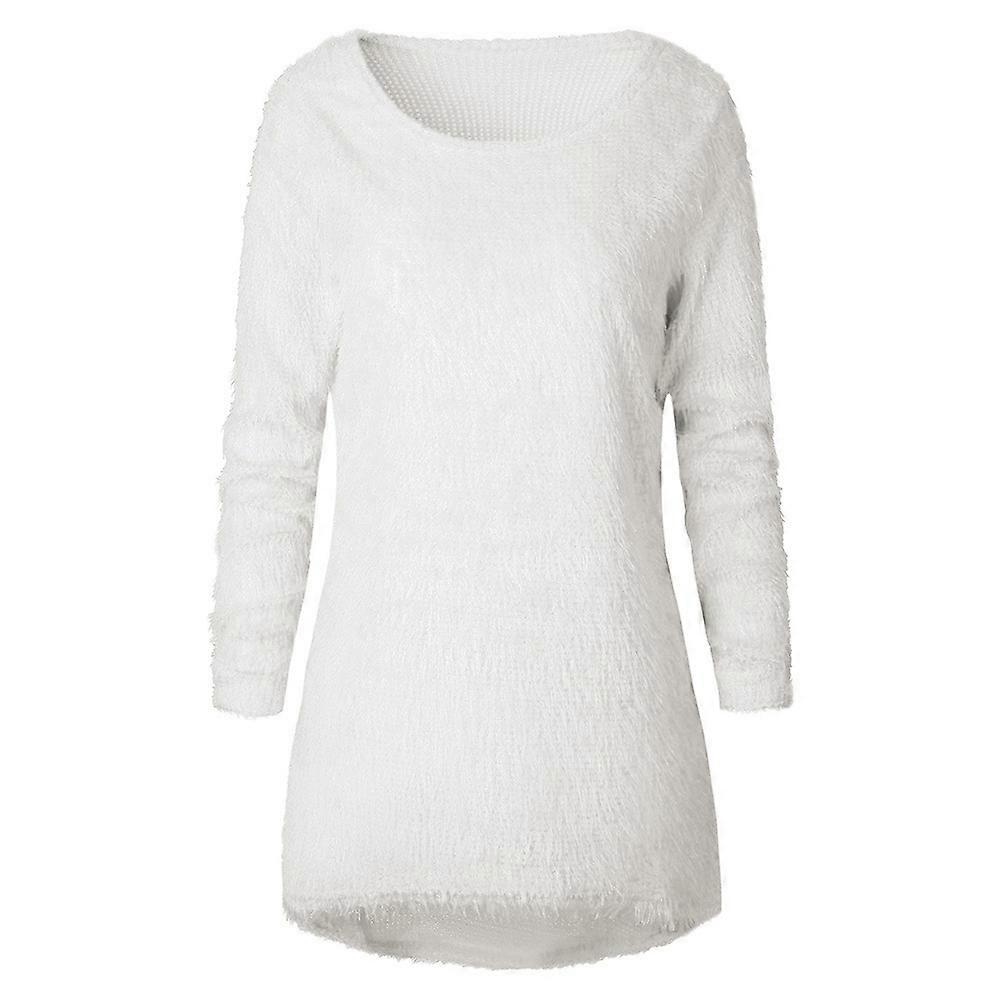 Fianao Damen Herbst Winter O-Ausschnitt Langarm Lockerer Pullover Pullover Lässiger Pullover