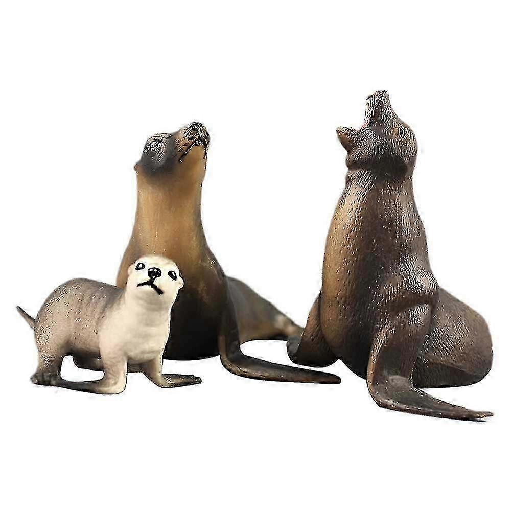 3pcs Haute Simulation Lion De Mer Modèle D’organisme Marin De Décoration Pour Les Enfants Jouant