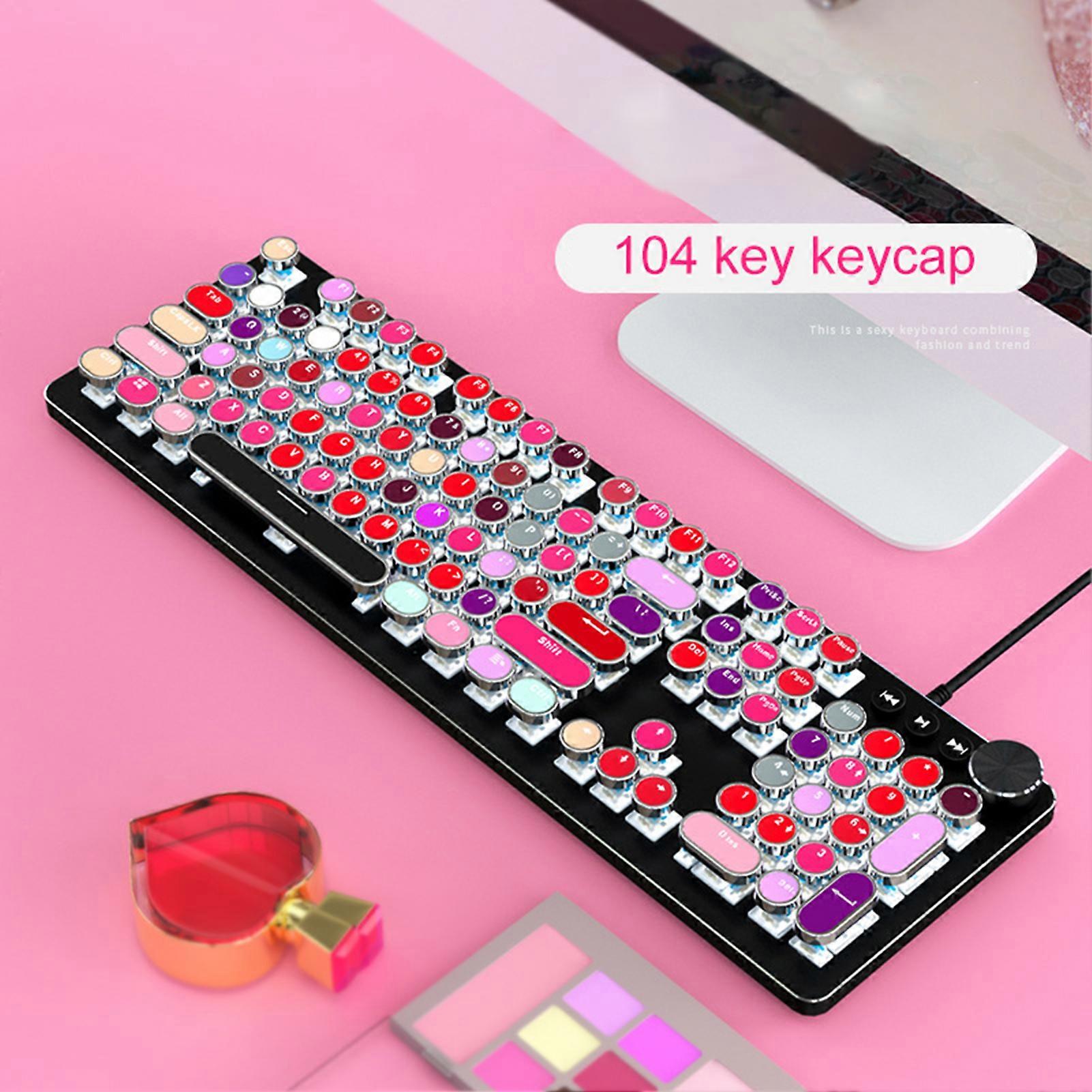 104-Key Lipstick Mixed Color Electroplating Backlight Mechanical Keyboard Colorful Keycaps for PC Computer