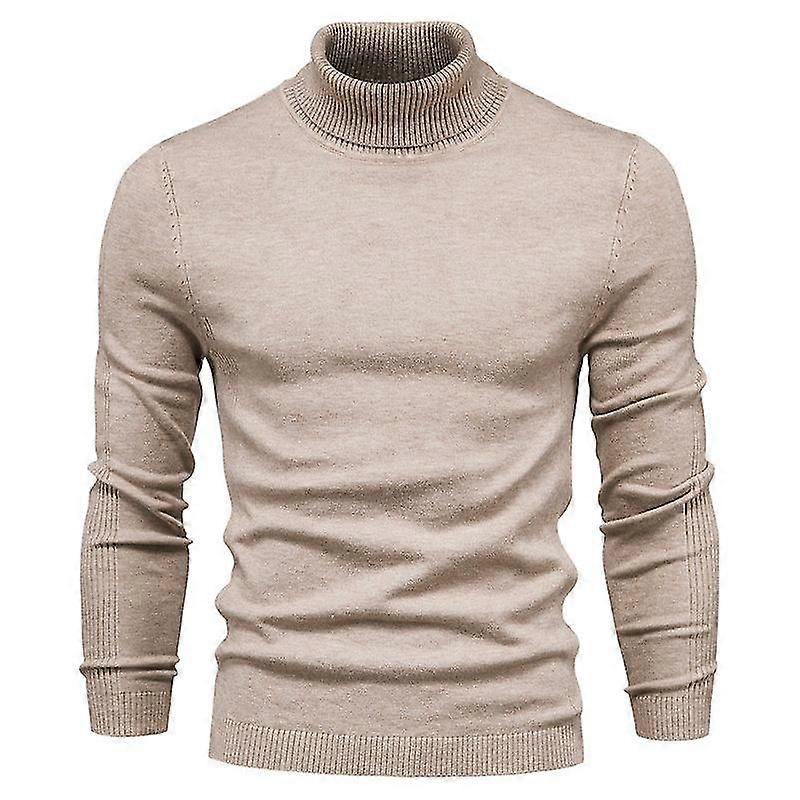 Men's Casual Turtleneck Slim Fit Basic Tops Lightweight Pullover Sweater Brown