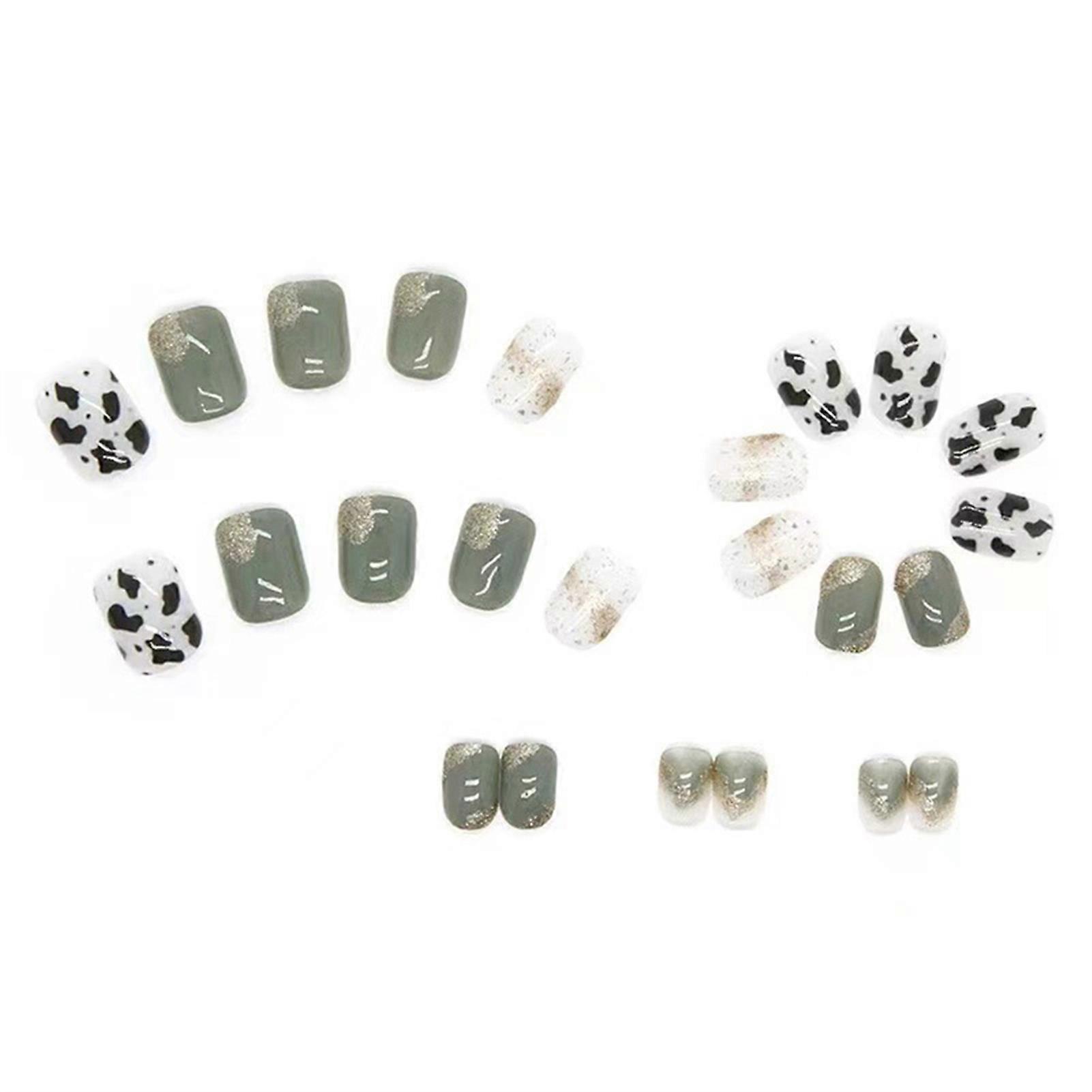 24pcs Green Gradient Wearing Nails Durable False Artificial Nails for Beginners