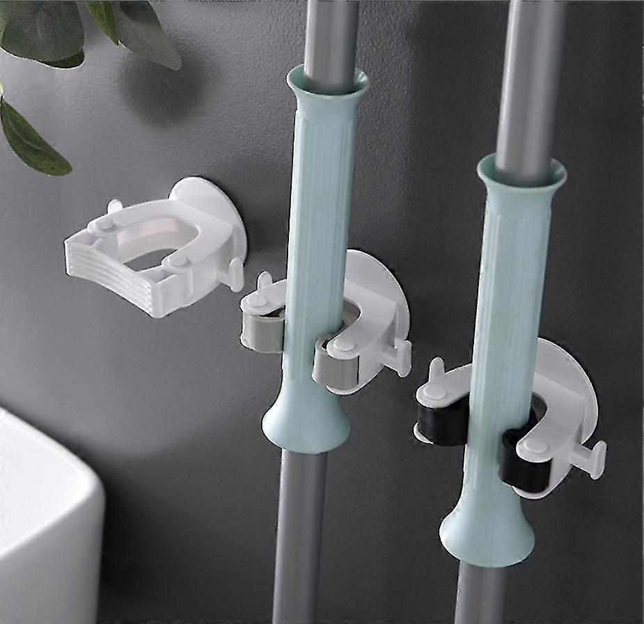 Sturdy Broom Holder Wall Mount, Self Adhesive No Drilling, 4 Pcs