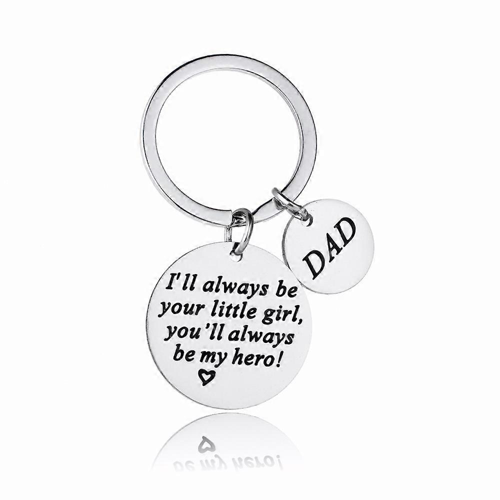 zk-2pcs Dad Stainless Steel Silver Keychains