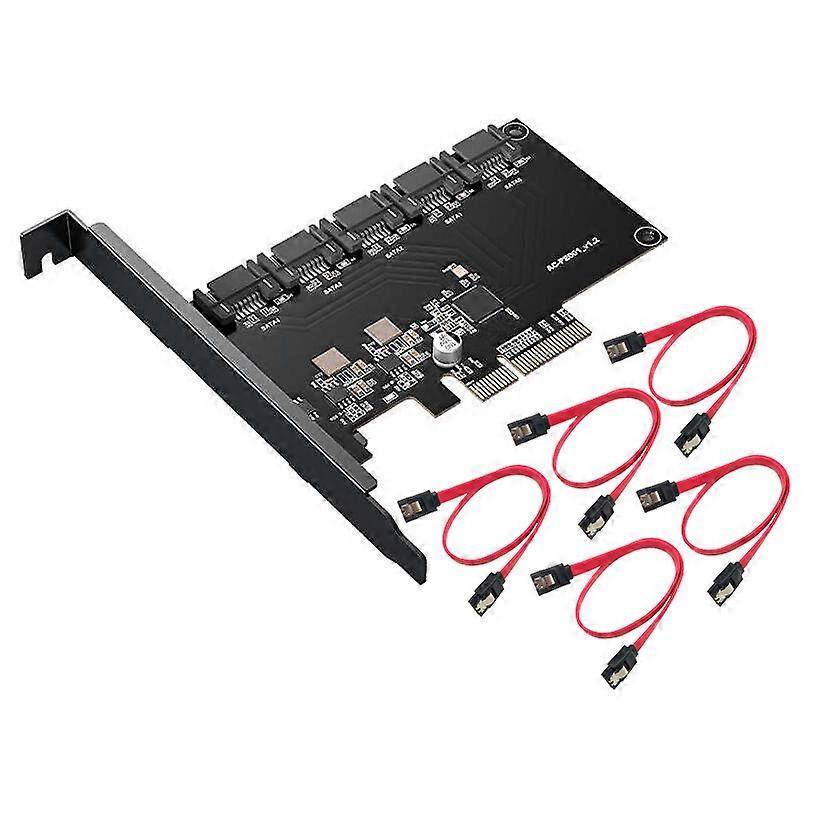 PCIE Expansion Card PCIE X4 to 5-Port SATA 3.0 6Gps Desktop Computer Case Solid State Mechanical Ha