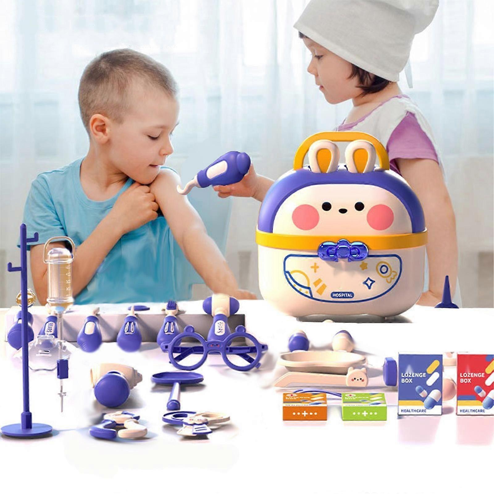 Space Rabbit Simulation Medic Suitcase Jouets ménagers, mignon mignon heureux modélisation éducative pour enfants, jouets ménagers pour garçons fille