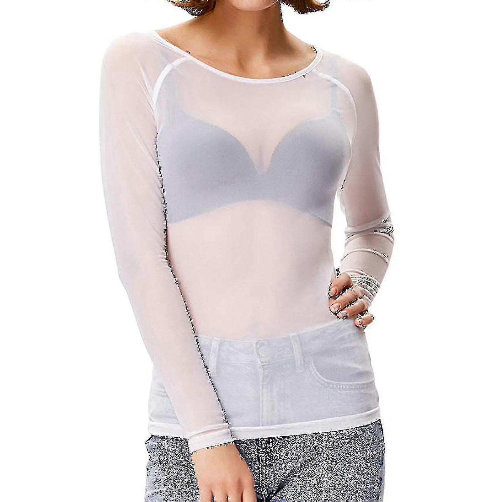 Femmes See-through Long Eeve Seamless Arm Shaper Top