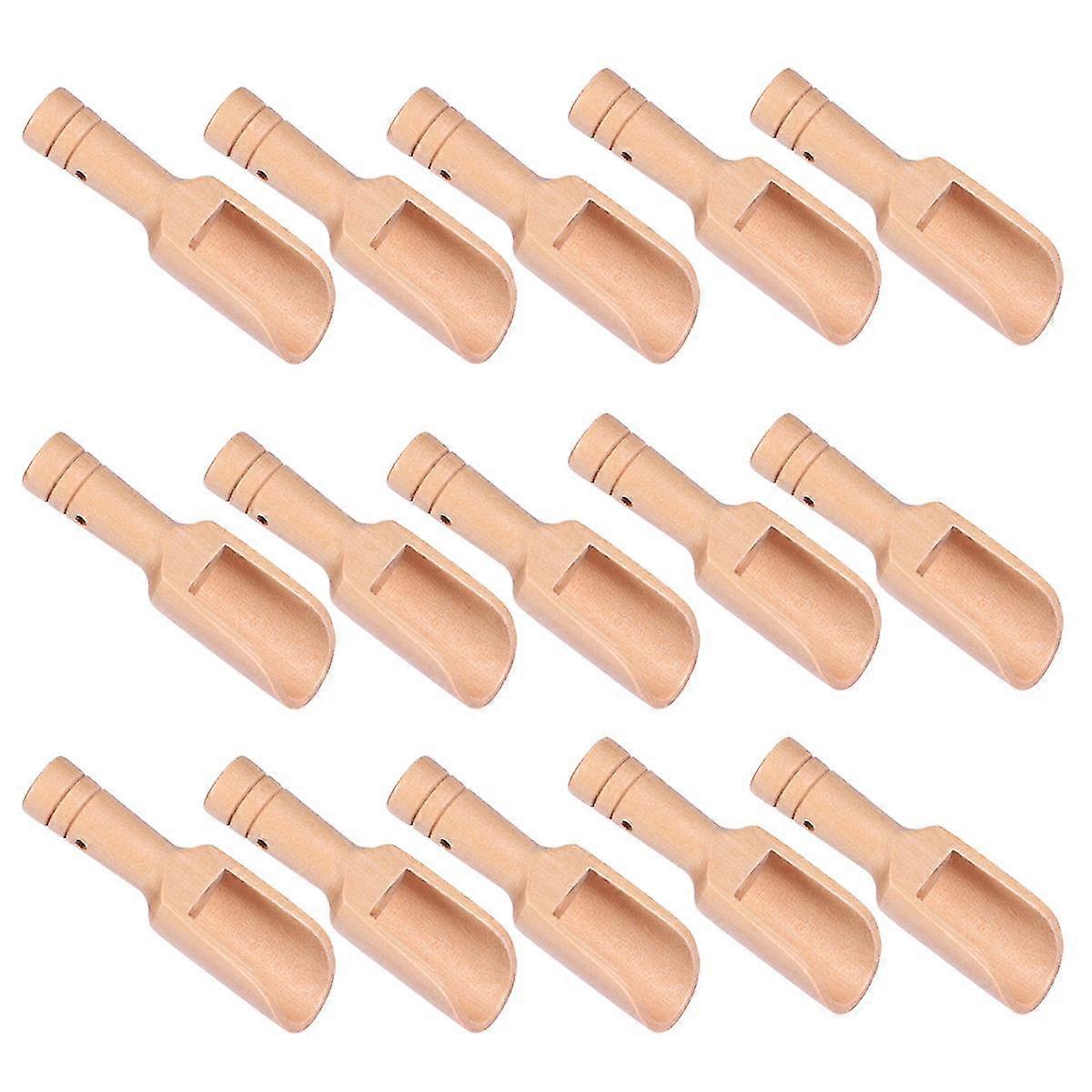 15 قطع معاول الملح الصغيرة مقبض دائري مغرفة الخشب ملعقة صغيرة مسحوق الحليب المجارف