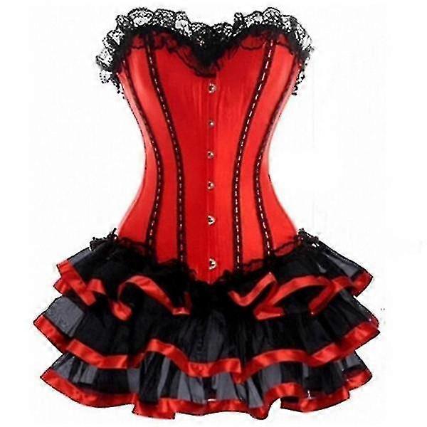 女性セクシーなバーレスクオーバーバストコルセットミニTuTuスカートファンシードレスコスチューム