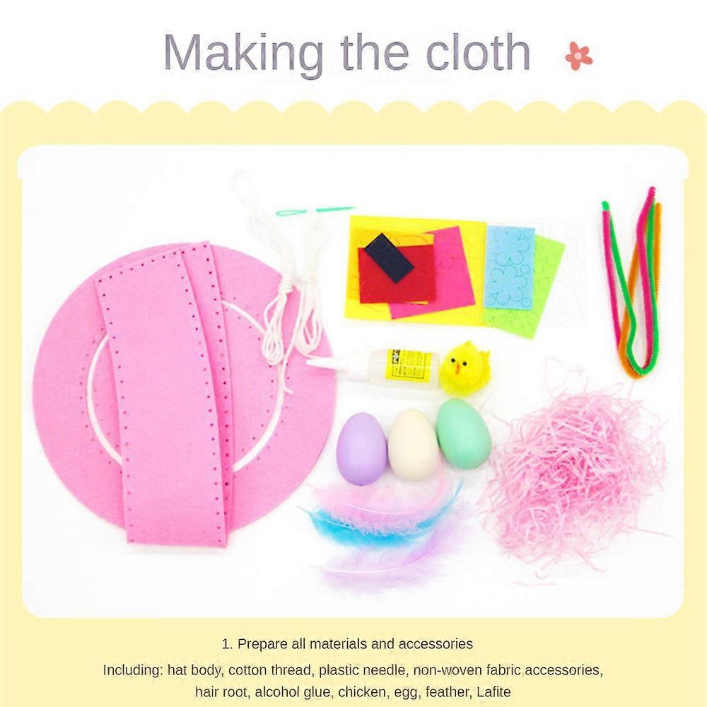 DIY Easter Hat Kit Bunny Egg Material Kit Handmade Children Non Woven Fabric Cap