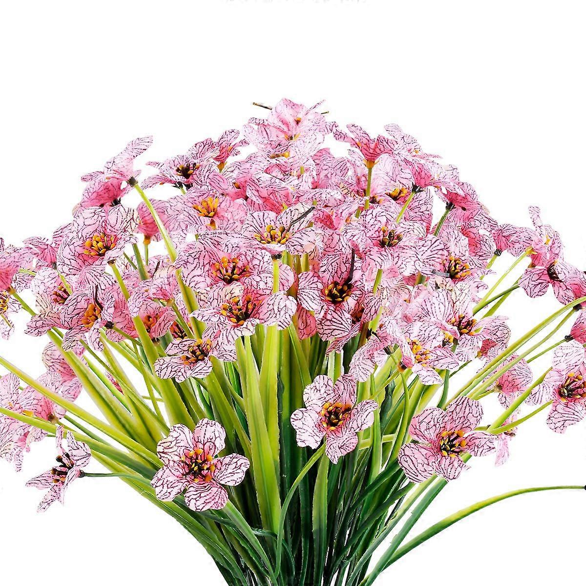 10Pcs Artificial Flowers Outdoor UV Resistant Flowers No Fade Plants Garden Window Box Decor Purple