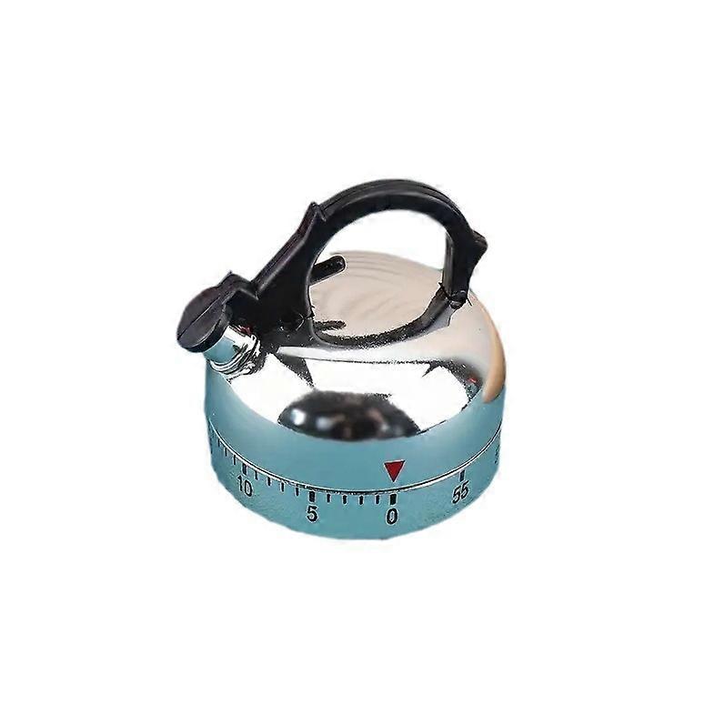 Kitchen Timer Mechanical Rotating Alarm 60 Minutes Cooking Timer A Small Kettle Shaped Countdown Short-Term Kitchen Timer for Cooking,6.5*6.3cm(Silve