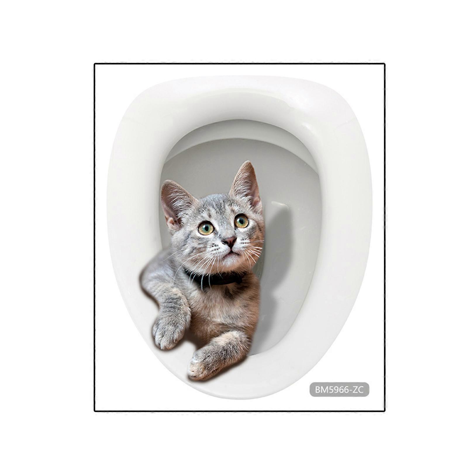 Cartoon Toilet Sticker Cute Cat Expression Waterproof Self-Adhesive Removable Toilet Decal Bathroom Decoration KAESI