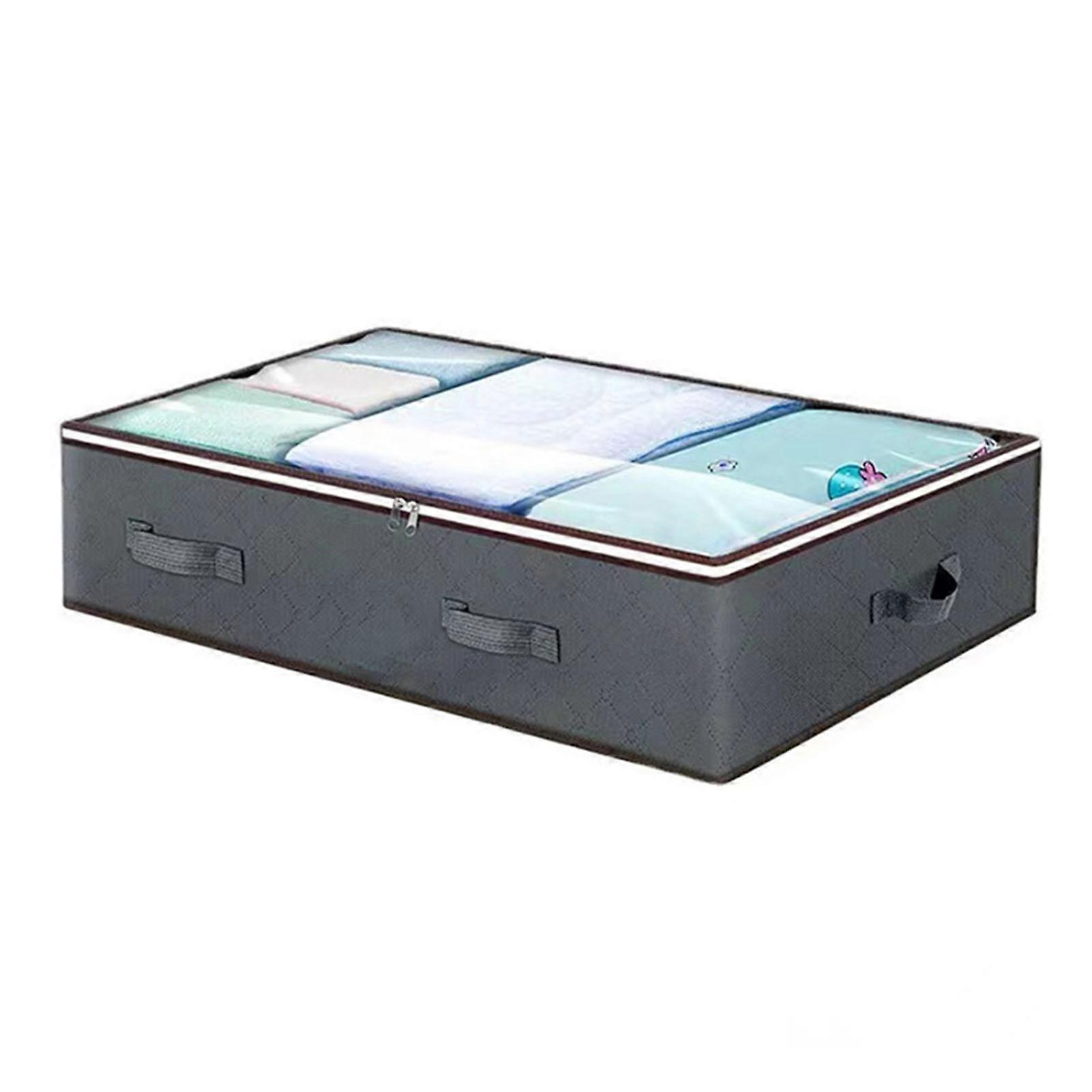 Foldable Underbed Storage Bag with Reinforced Handle Portable Large Capacity Clothes Quilt Bag Dustproof Organizer