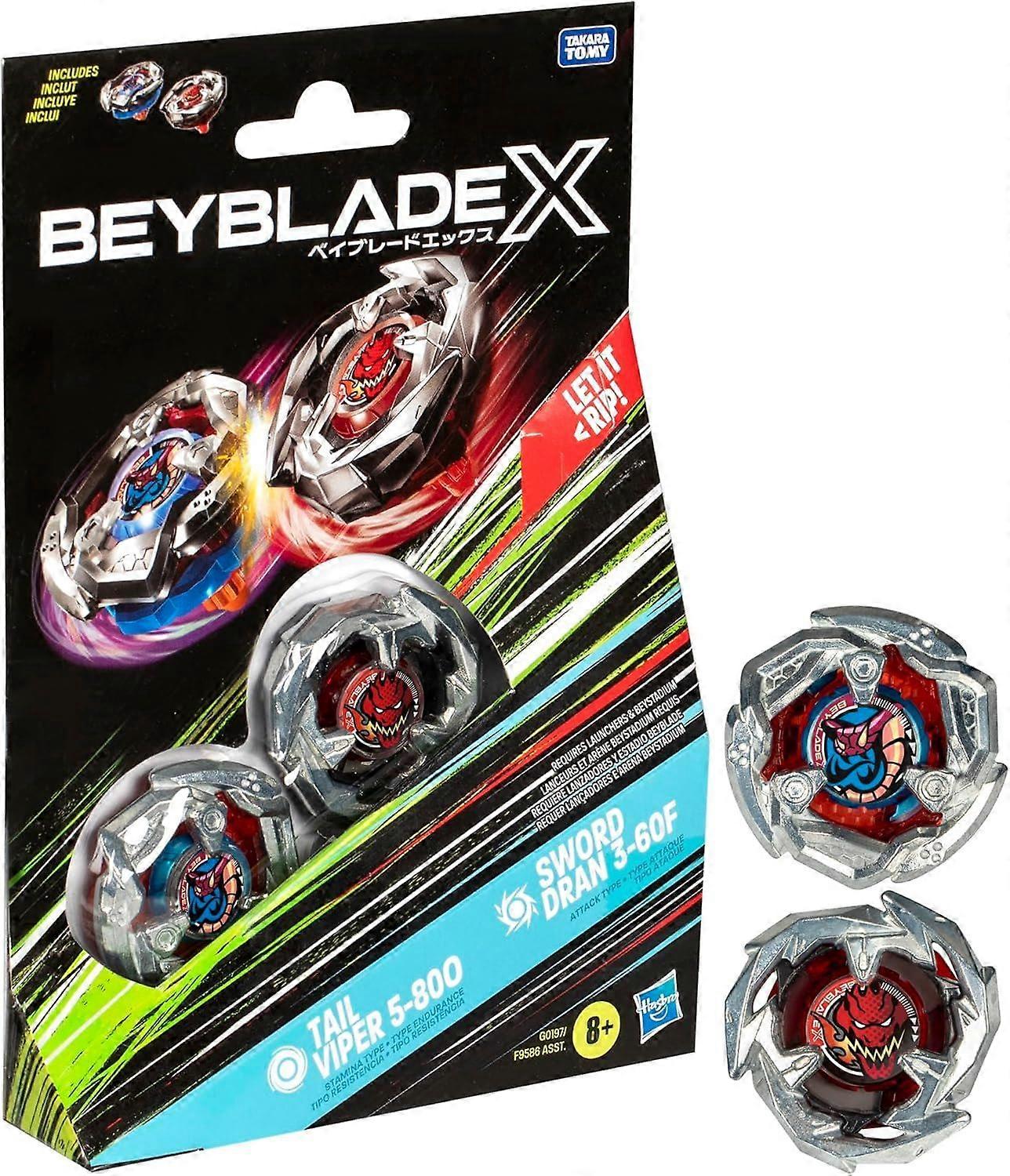 Beyblade X - Dual Pack - Tail Viper 5-800 (Stamina) & Sword Dran 3-60F (Attack)