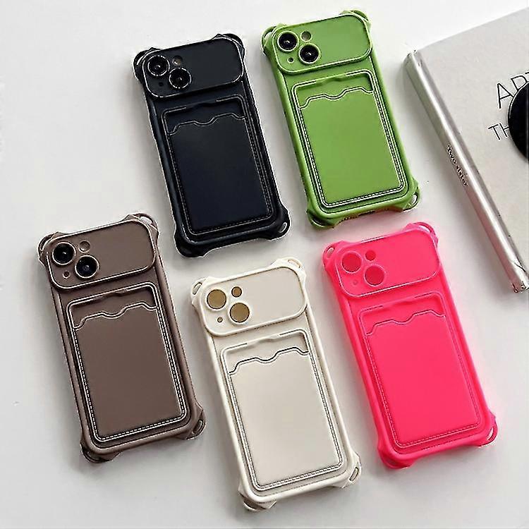 Compatible with Iphone 15 Shockproof Card Slot Frosted Tpu Mobile Phone Case