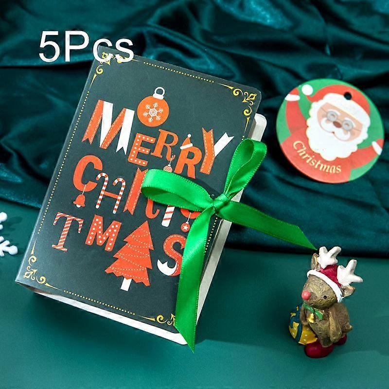 Lahdek 5Pcs Creative Fashion Candy Box Book Shape Santa Claus Gift Boxes Gift Packaging Christmas De