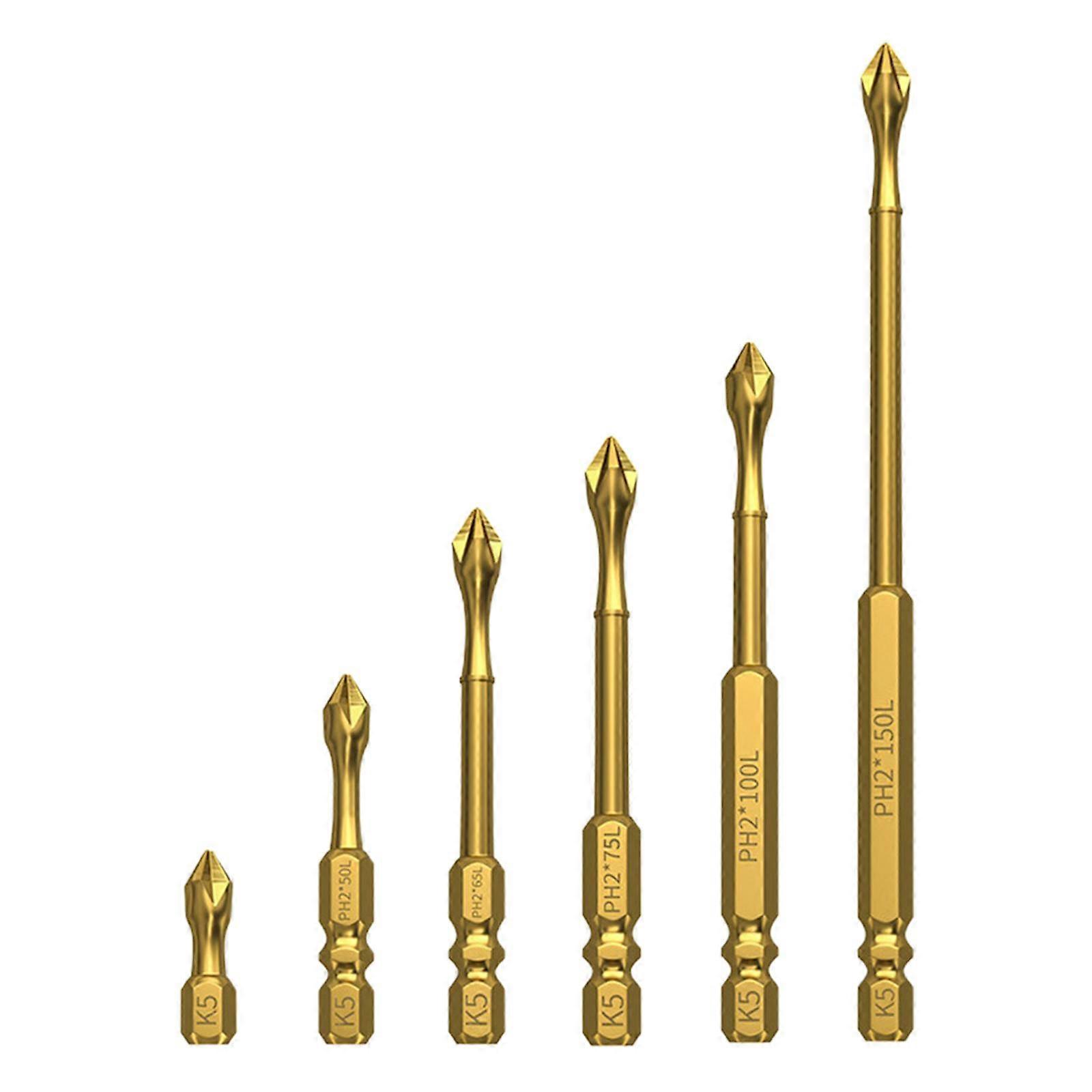 6 Pieces Magnetic Impact Phillips Bits Accessories Electric Screwdriver Bits