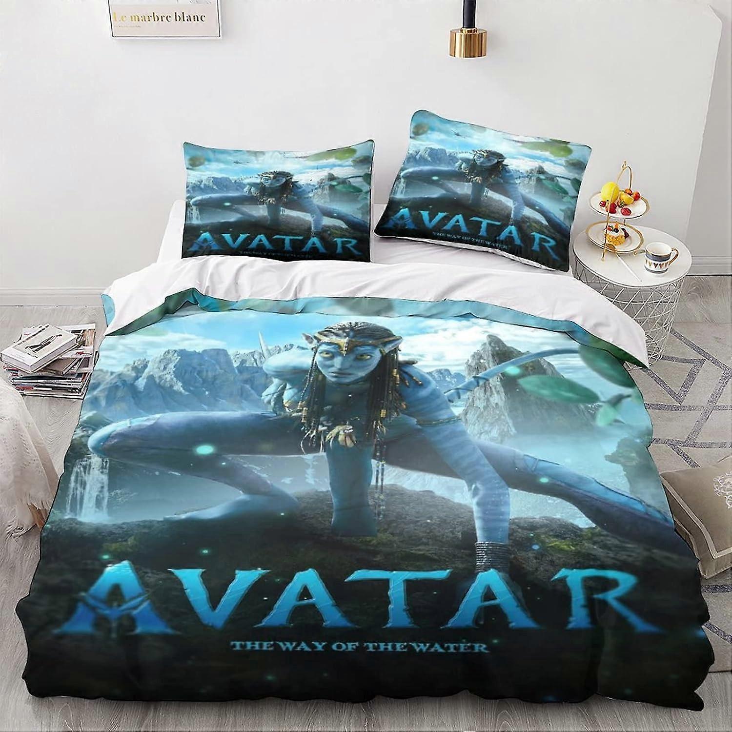 y619 Lakan Avatar Film Tryck Sängkläder Set för sovrum Enkelpåslakan Blått påslakan örngott Undervattensvärld Täcke Överdrag 3D-tryck Påslakan Säng S