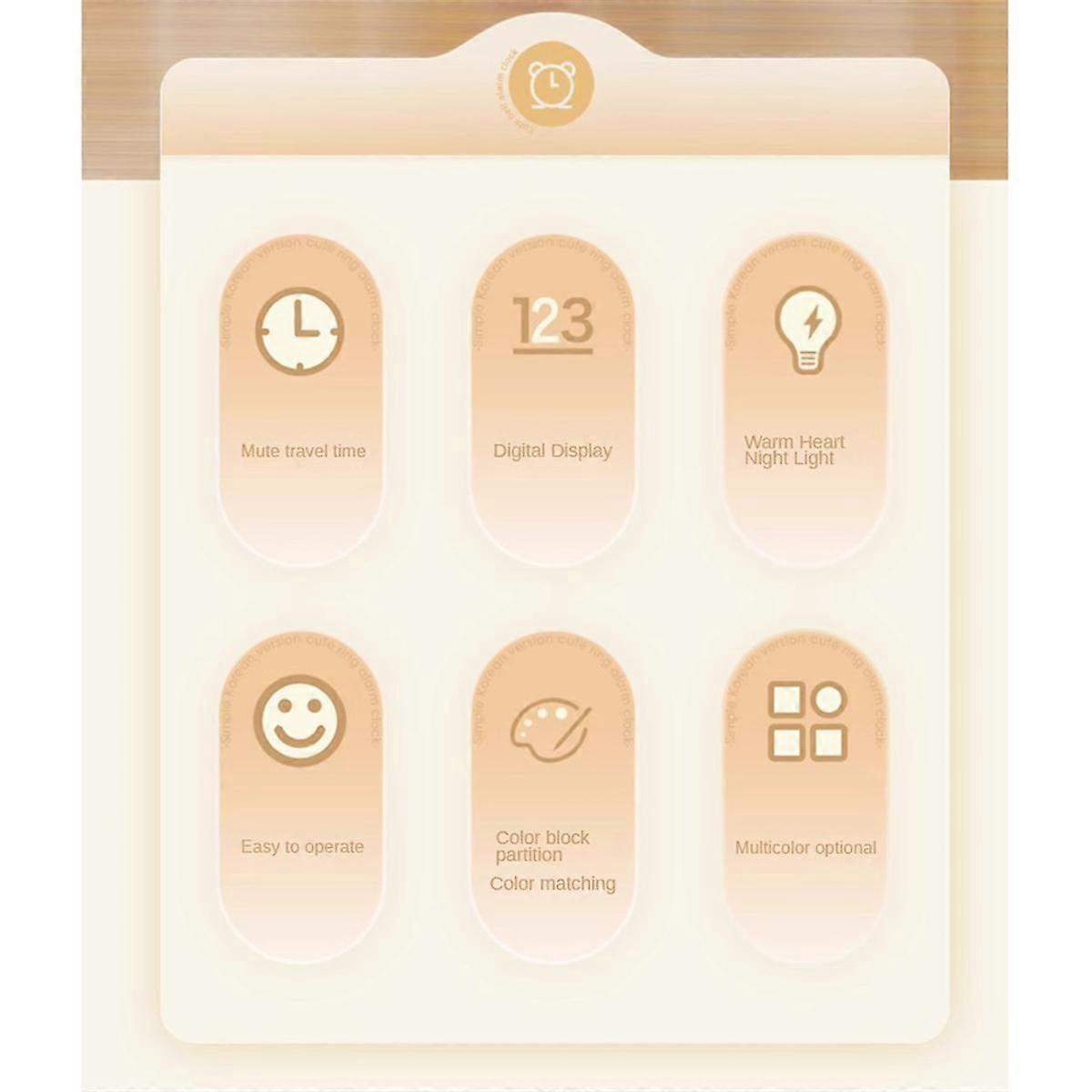 Children's Alarm Clock Silent Alarm Clock Bedside Table Non-Ticking USB Table Clocks for Early Educ