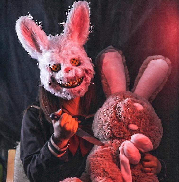 Máscara De Conejo Sangriento Con Delantal, Cuchillo Falso, Guantes Y Sierra – Disfraz De Terror Para Halloween Y Cosplay Adulto