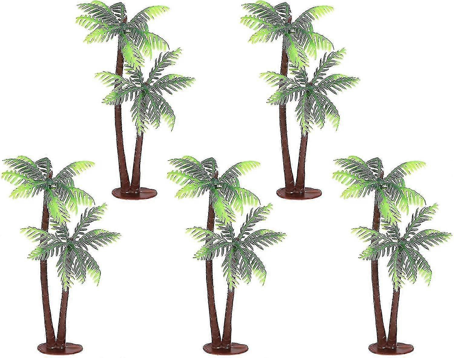 パームツリーケーキトッパー小さな盆栽ビーチの装飾インフレータブル人工5pcsプラスチックココナッツパームツリーミニチュア植物ポット盆栽クラフトミ