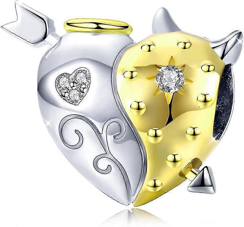 925 Sterling Silver Angel Devil Crystal Charm Charm Compatible con Pandora Gift