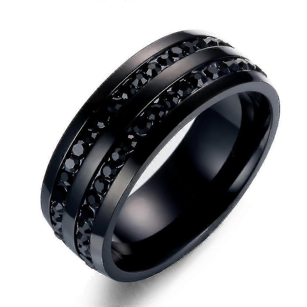 Bague en zircon noir simple - Ensemble noir tempérament à la mode avec bague en zircon