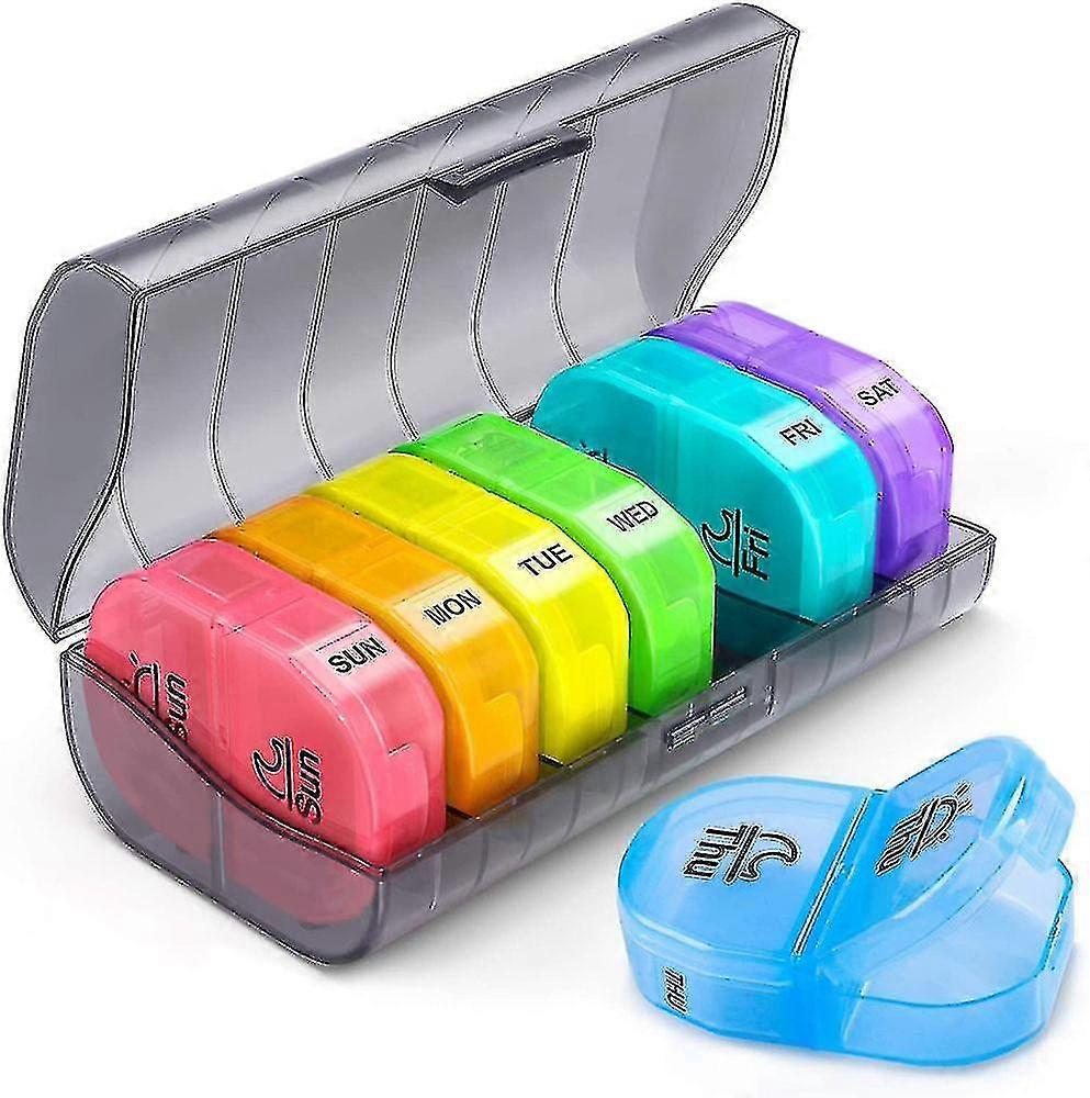 Rainbow Pill Boxes 7 Day 2 A Day, Lar Am/pm Pill Box Iser