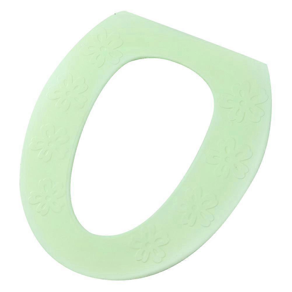 Waterproof Reusable EVA Toilet Seat Cushion - Warm and Soft Bathroom Pad (Flower Green)