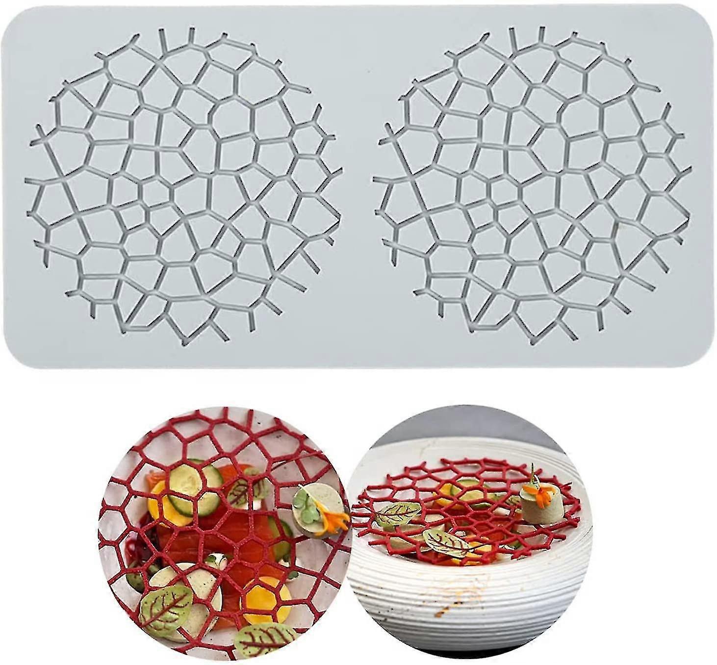 ケーキレースモールドカーペット、シリコンモールドフォンダンレースケーキ、ケーキプリントパン、2穴グリッド